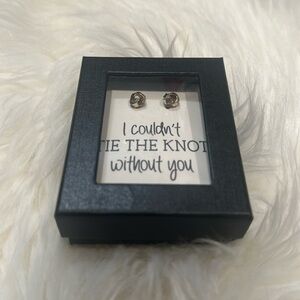 Knot Wedding Earring Set “I couldn’t tie the knot without you” box set -NEW